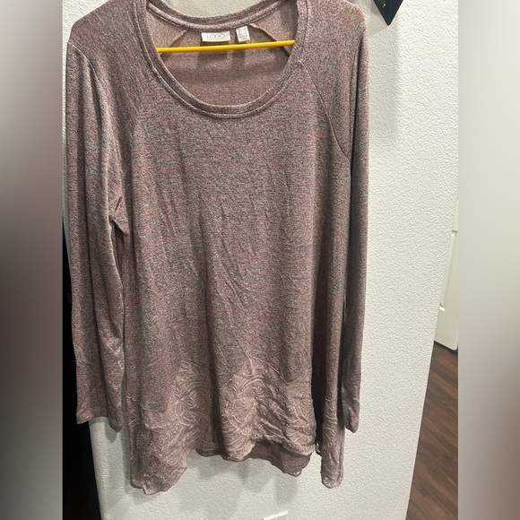 LOGO by Lori Goldstein Tops - LOGO by Lori Goldstein Heathered Mauve Long Sleeve Top